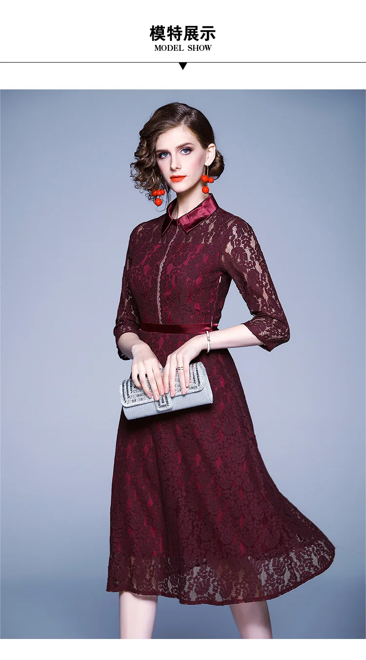 Новое Осеннее Красное Кружевное рождественское платье средней длины Vestidos Invierno Mujer готическое платье Sukienki Letnie Robe Kleider Damen K8608