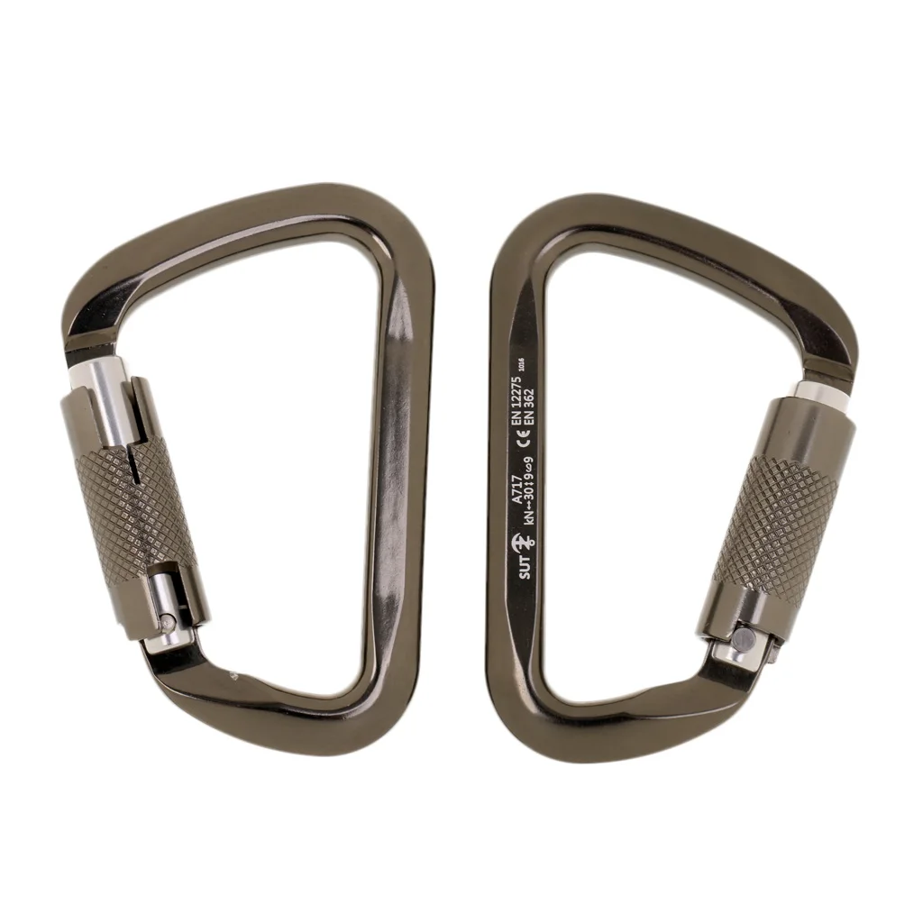 1 пара 30 кН d-кольцо твист Автоматическая Блокировка Карабины алюминиевый сплав легкий Основной замок Пряжка с CE аксессуары для скалолазания - Цвет: Grey