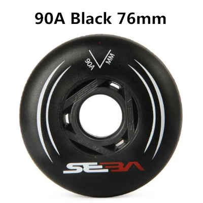 black 76mm 90A SEBA, подшипники для роликовых Инлайн коньков колеса 85A для слалом и 90A для раздвижные роликовые коньки колеса patines шины 4 шт./компл. 72 мм, 76 мм, 80 мм - Цвет: black 76mm 90A