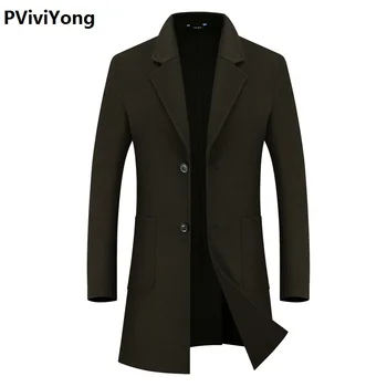 

PViviYong 2019 new arrival autumn&winter high quality wool trench coat men,men's thicked Double sided wool turn-down collar jackets men 698
