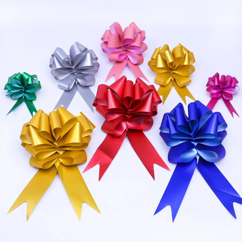 50pcs Beautiful Luster solid Color 18mm Pull Bow ribbon for gift Flower  bowknot Gift Packing Party Wedding Car Room Decoration