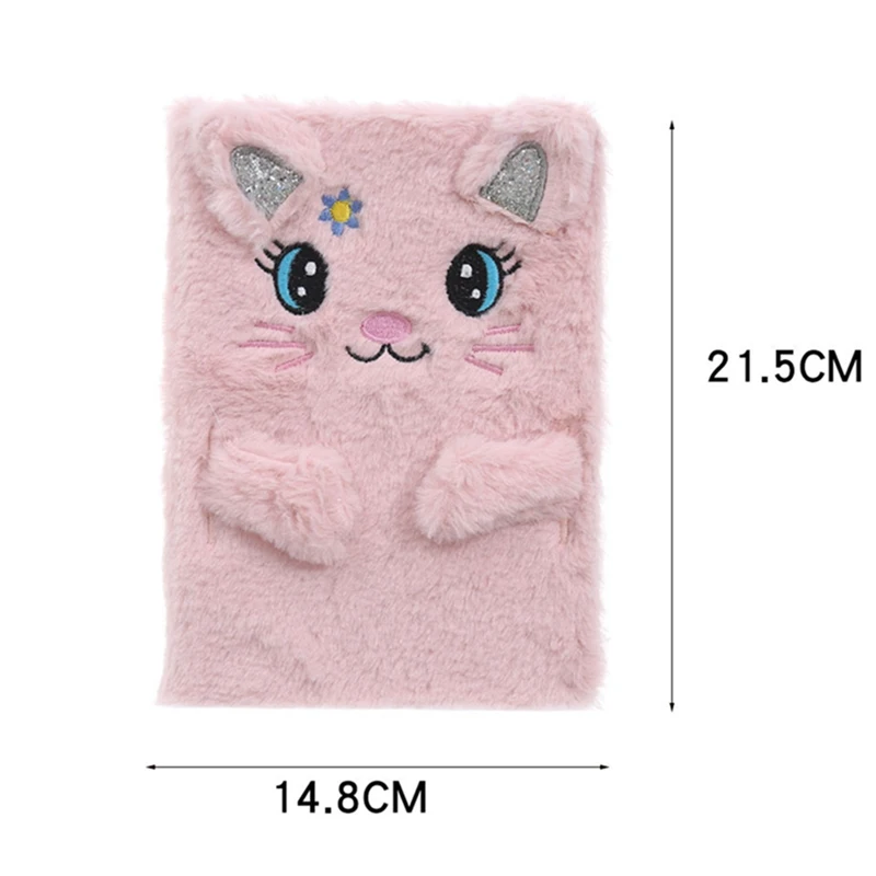 Cute Embroidery Card Holder Photo Fold Notepad Cartoon Colorful Animal Plush Notebook Girl Portable Travel Diary Planner Notepad
