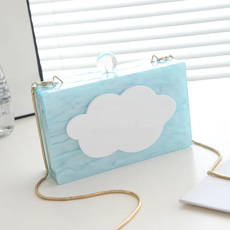 

2019 New Style Hipster Acrylic Box Bag Simple Versitile Fashion Students Chain Square Sling Bag