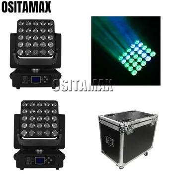 

2 in flight case LED Disco Beam Moving Head Light Matrix 25x12w RGBW 4IN1 DMX512 Endless Rotation Beam Stage Lighting DJ Lights