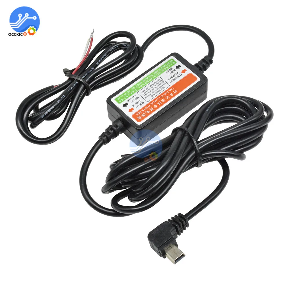 Мини USB Автомобильное зарядное устройство кабель для автомобиля авто видеорегистратор Автомобильный видеорегистратор DC 12 В до 5 В аппаратный провод зарядки