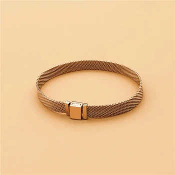 

Cefuny 925 Sterling Silver Rose Color Reflexion Mesh Bracelet & Charms Clips Beads Making Jewelry Women Gift Diy Charm Wholesale