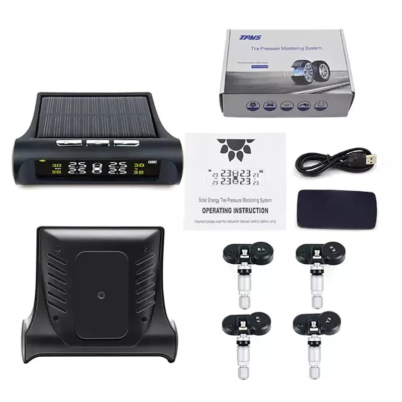Система мониторинга давления в шинах TPMS на солнечной энергии USB ЖК дисплей 4