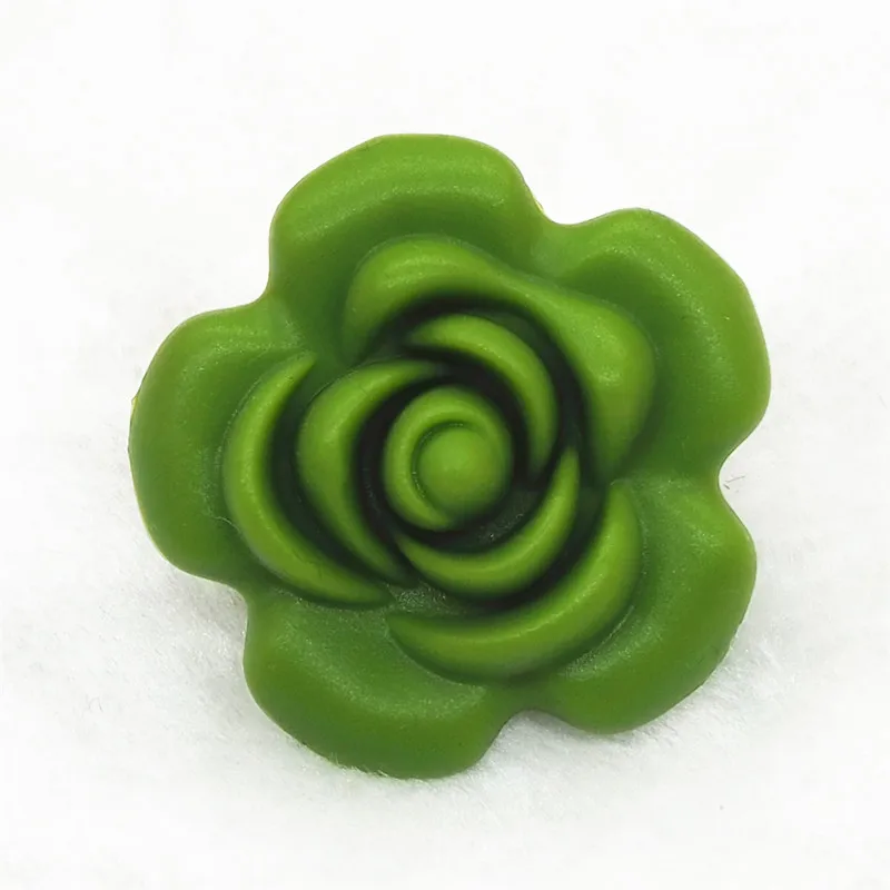 Vivid Green Chenkai 5 шт. силикон с цветком розой, бусинами DIY Детский Прорезыватель Соска для купания манекен Жевательная подвеска Ювелирная игрушка шарик - Цвет: Vivid Green