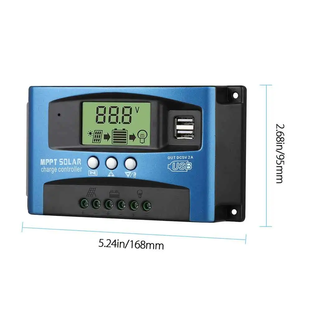 40A 50A 60A 100A автомобильное зарядное устройство USB MPPT Авто фокус D ток эффективный заряд Разрядка ток дисплей солнечная панель контроллер