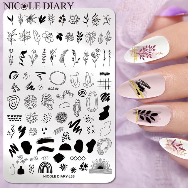 NICOLE DIARY TOP-55 Pattern Nail Stamping Plates Flower Line Image