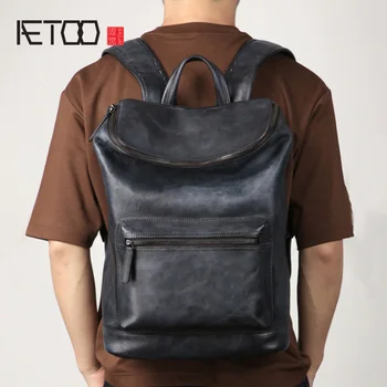 

AETOO Leather men's backpacks, plant tanning cowhide computer bags, casual high-capacity travel bags