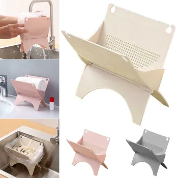 

Multi-Function Desktop Trash Bags Holder Stand Storage Box Rack Collapsible Folding Drain Rack for Bathroom Kitchen Desktop HG99