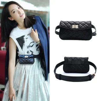 

European and American women's jewelry shopping guide belt bag Lingge fashion outdoor leisure salesperson fanny pack
