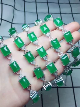 

925 Silver Natural Green, Red, Yellow Agate Bracelet Woman Sends Friends To Bring Her Own