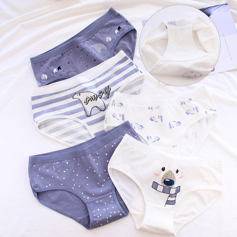 Cotton Women's Panties Polar Bear Pattern Cotton Underwear Gril Briefs Lingerie Ladies Underpants Cartoon Intimate Female Panty