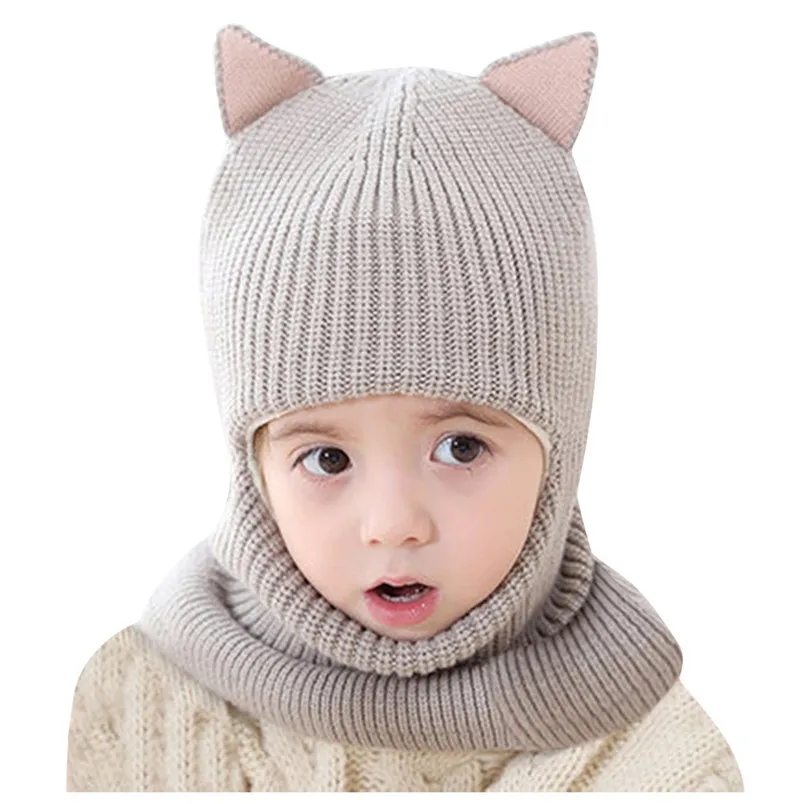 Осенне-зимние детские шапки с помпонами, детские вязаные шапки для девочек и мальчиков, теплая шерстяная шапка с капюшоном, Детские шарфы, шапочки для малышей J6 - Цвет: baby cap newborn