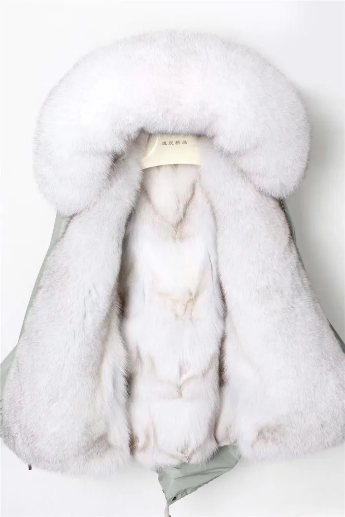 Chaquetas Mujer Женская парка из натурального Лисьего меха, зимняя меховая подкладка из натурального Лисьего меха, пальто для женщин - Цвет: white liner
