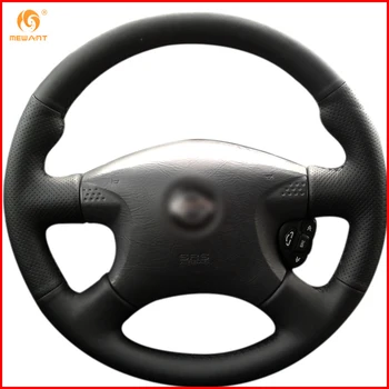 

MEWANT Black Genuine Leather Car Steering Wheel Cover for Nissan Almera 2000-2003 Interior Accessories Parts