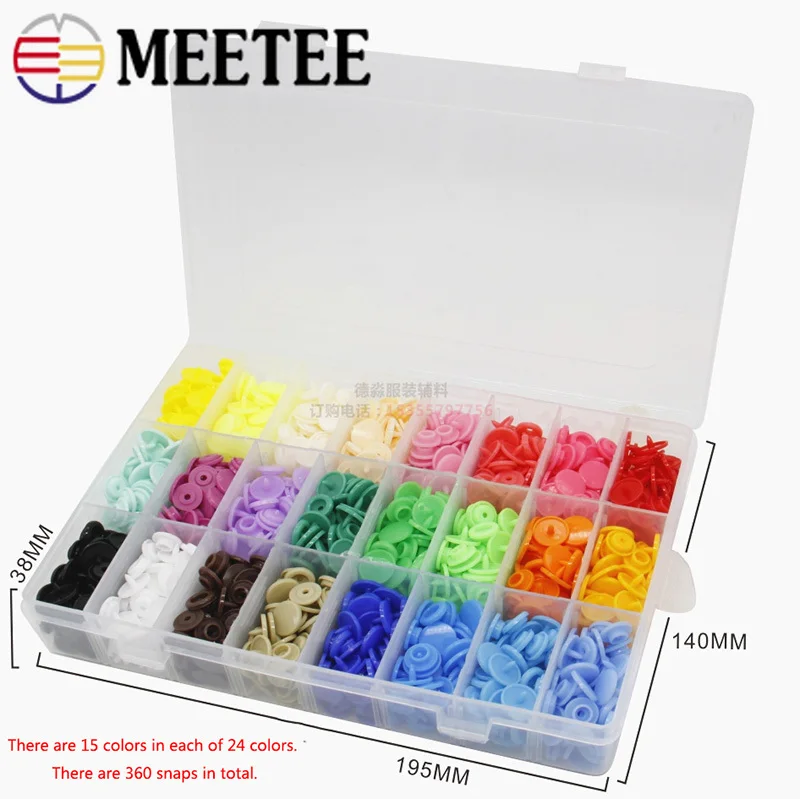 Meetee 1set=360pcs 12mm T5 Snap Button Children's Clothes Plastic Fasteners Punch Press Stud Buttons Installation DIY Sew Tool