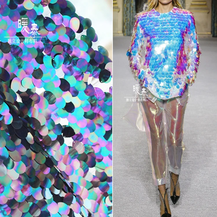 

50cm*130cm magic color fish scales sequin fabric Laser Cloth photography background fabric costume designer fabric