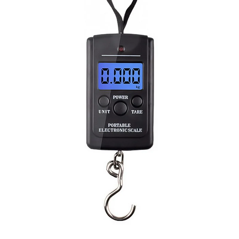 Backlight black Urijk 100 г/40 кг ЖК Цифровые Висячие весы миниатюрный чемодан крюк весы портативные электронные точные весы баланс веса подсветка - Цвет: Backlight black