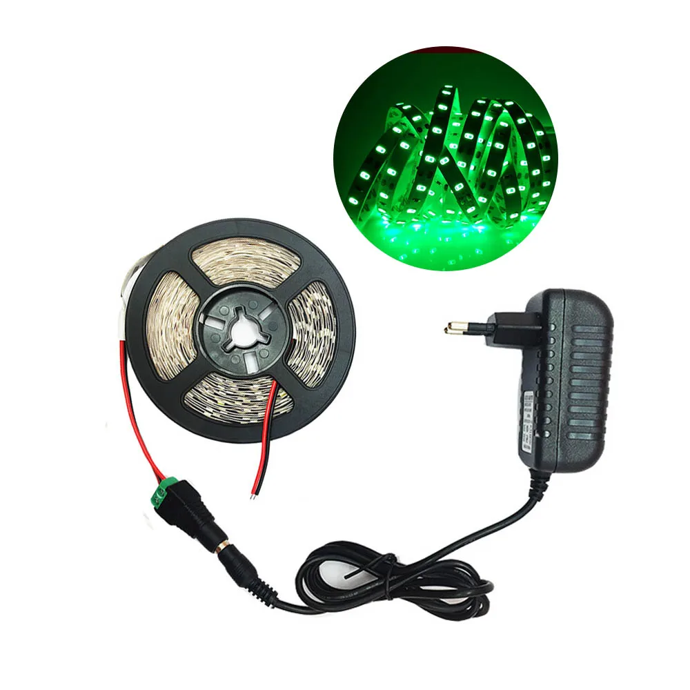 Зеленый Цветная(RGB) Светодиодные ленты 5 м 300 светодиодный s светодиодная лента световой полосы 12V 2A Fiexble с подсветкой светильник Рождество стол Декор лампы для ТВ фон светильник Инж - Испускаемый цвет: Зеленый