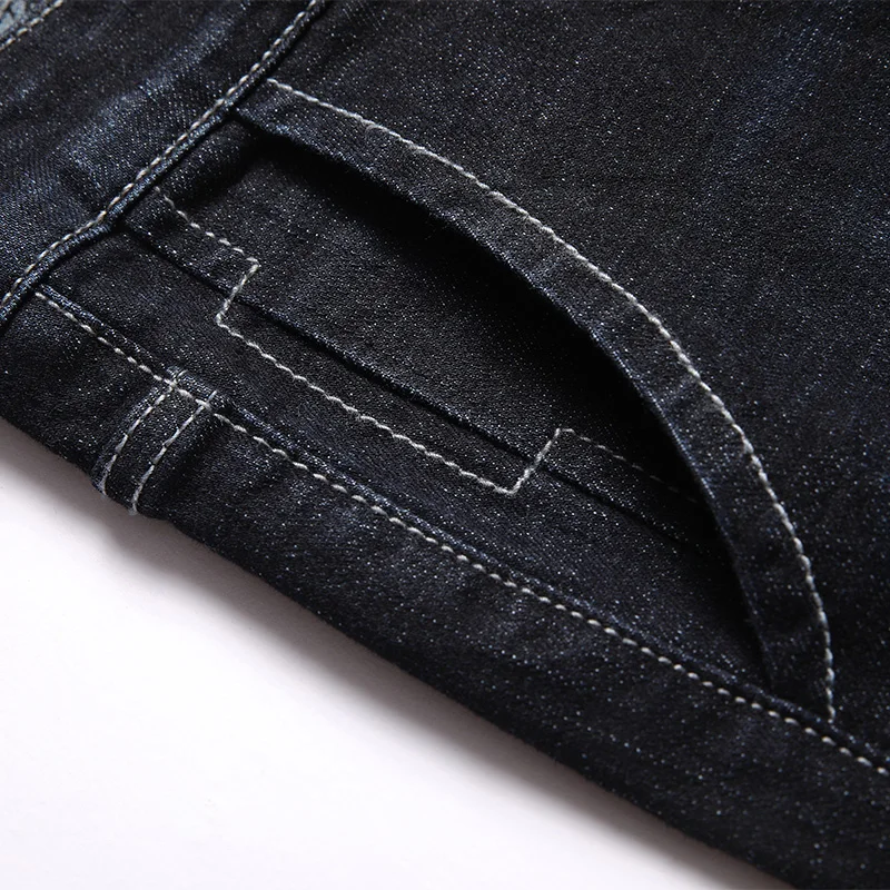 New Men's Skinny Stretch Jeans Fashion Casual Cotton Slim Fit Denim Scratch Trousers Male Brand Pants Black Blue