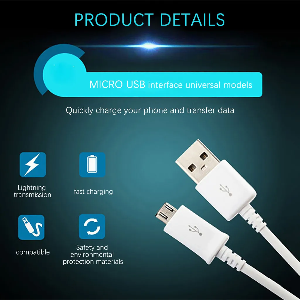1 м кабель для быстрой зарядки стандартный интерфейс USB микро передачи данных