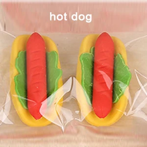 1PCS-hot dog SOVAWIN 1 шт. милый ластик Kawaii Мороженое гамбургер картофель фри Хот дог Школа Офис коррекции детский ластик игрушка детский подарок - Цвет: 1PCS-hot dog