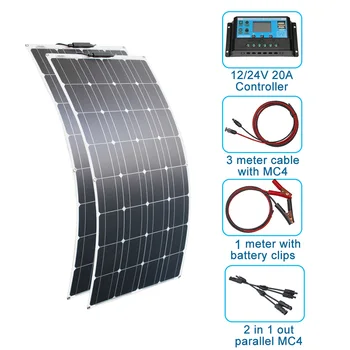 

200W Flexible Solar Panel Kit Panels for Generator Power Charge Caravan Boat