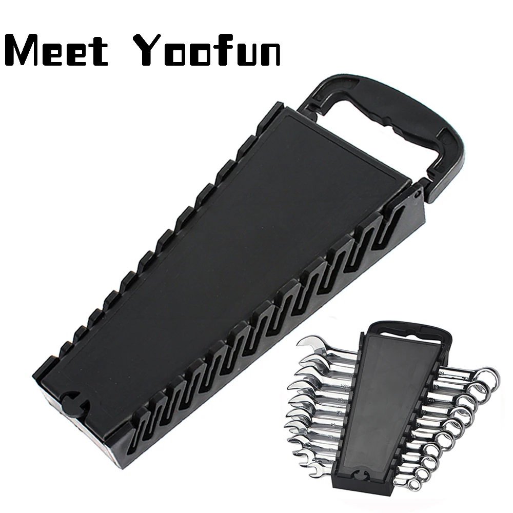 22 Slot Standard Wrench Clip Holder Plastic Rail Tray Spanner Rack Storage Tools Organizer Bag Garage Wrenches Keeper 7-22mm |