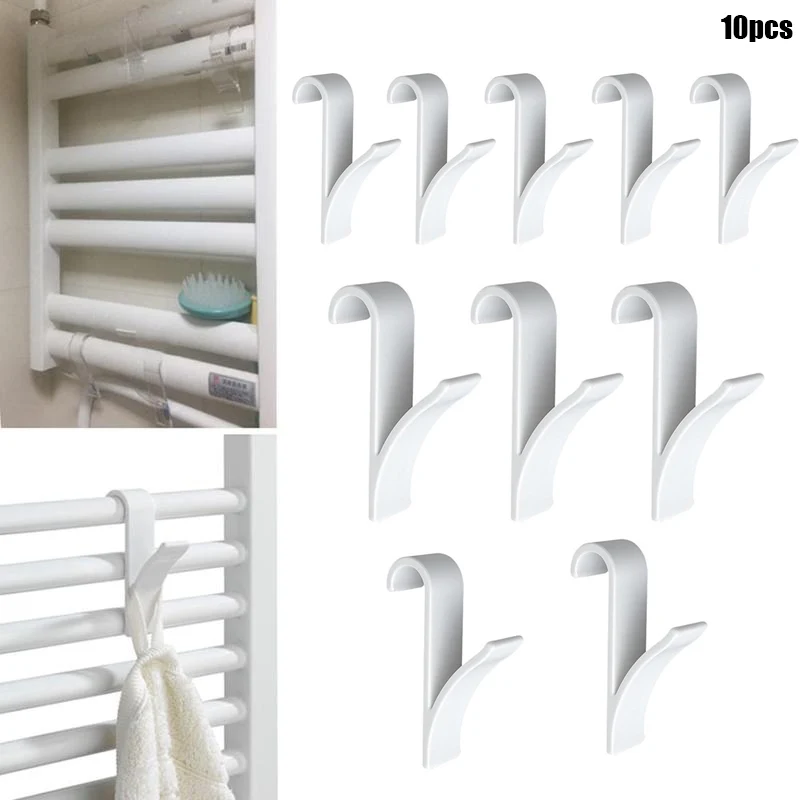 

6pcs High Quality Hanger For Heated Towel Radiator Rail Bath Hook Holder Clothes Hanger Percha Plegable Scarf Hanger white GQ
