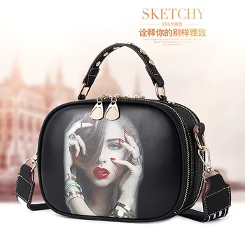 

Women's Bag 2019 Women's Bag Spray Painting Small Square Bag Women's One Shoulder Slant Span Bag