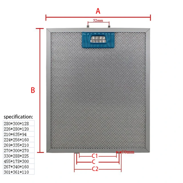 48x39.5cm filtro metalico campana TUB60