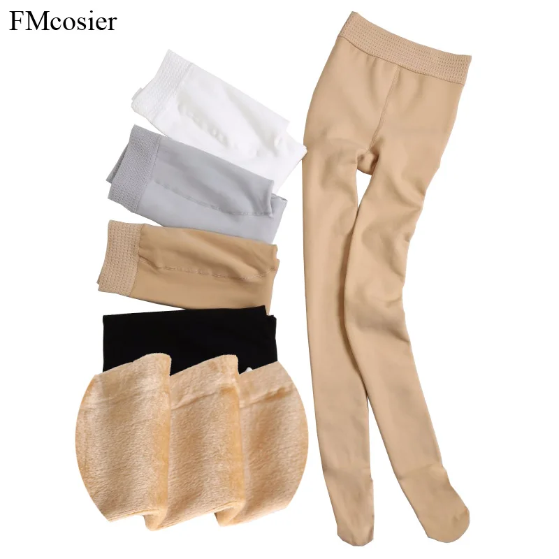 

Winter Autumn Womens Thick Warm Big Plus Size Tights Black White Skin Furry Nylons Lady Pantis Female