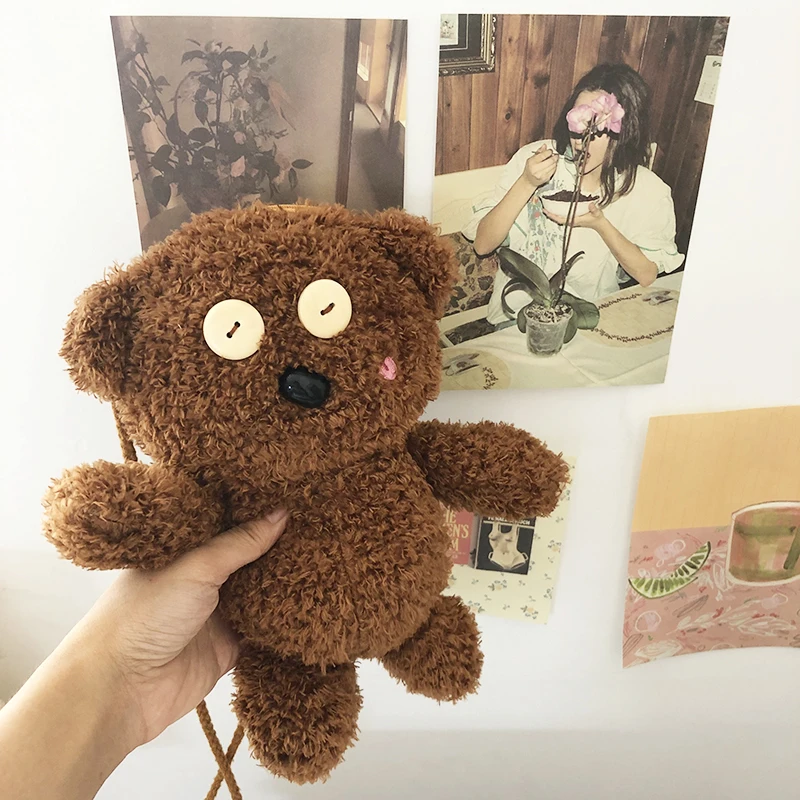 Милая мультяшная плюшевая сумка-мессенджер Женская Корейская ins Harajuku Японская винтажная модная повседневная женская диагональная посылка