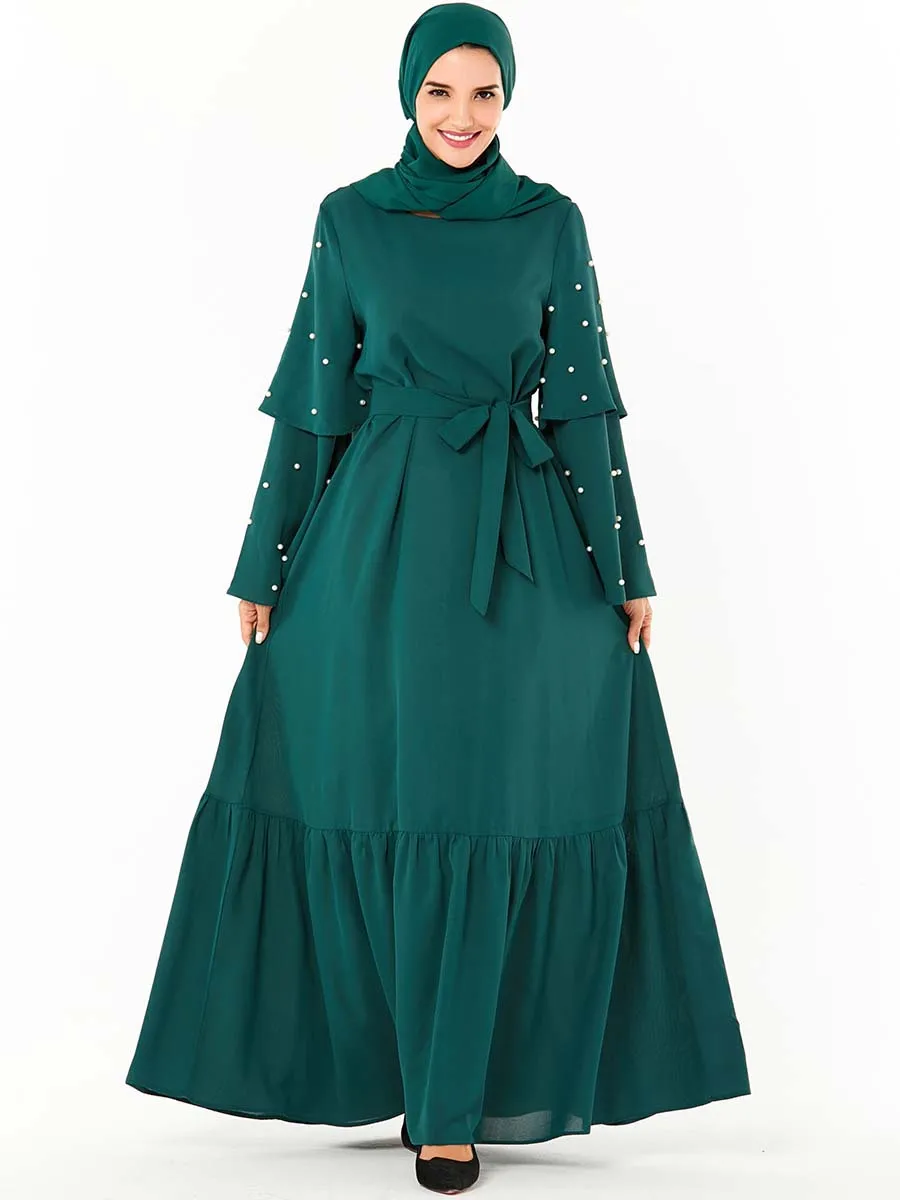 Beading Arabic Abaya Dubai Muslim Hijab Dress Islamic Clothing For Women Jilbab Caftan Marocain Kaftan Turkish Dresses Ramadan