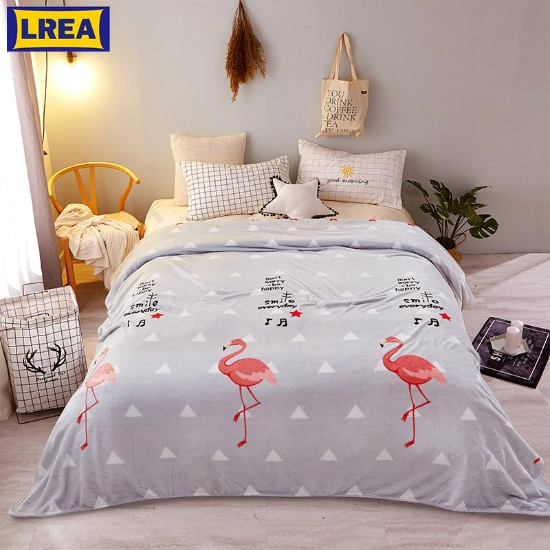 

LREA home textile warm flamingos comfortable and soft anime blanket sheet for winter bedding sofa or travel