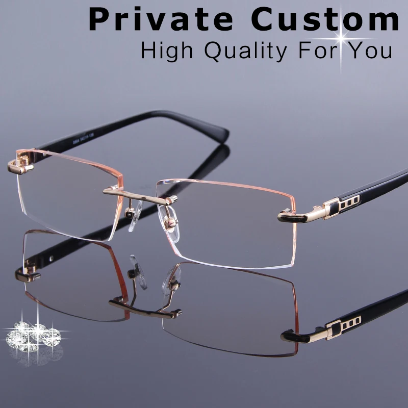 

High Quality Rimless Glasses Men Frameless Eyeglasses Male Complete Optical Spectacle Prescription Glasses Computer Eye Glasses