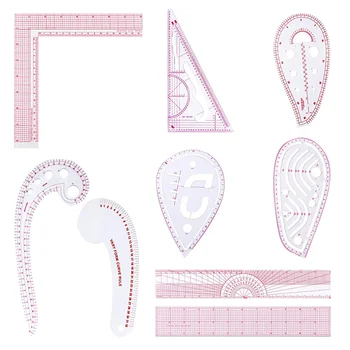 

9 pcs French Metric Ruler Kit Transparent Curve Shaped Beveled Dressmaking Plastic Ruler Sewing Tools Measure Ruler for Tailor's