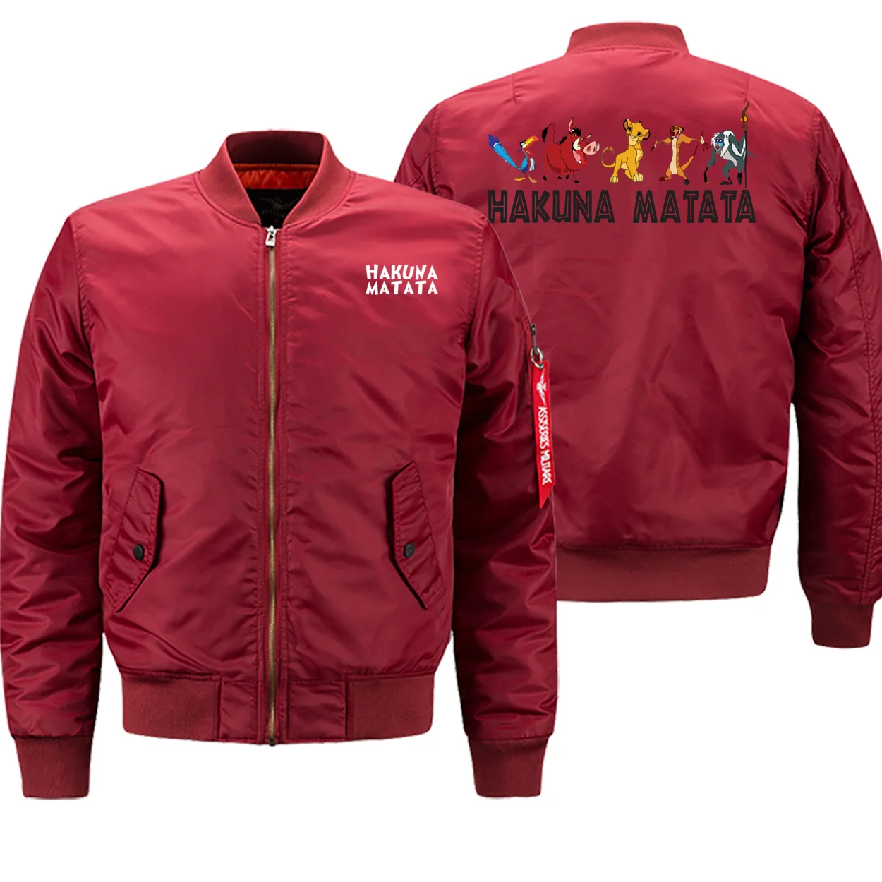 Simba Cartoon Jackets Men Streetwear The Lion King Motorcycle Bomber Warm Clothing Fashion Autumn Winter Jacket Casual Coat - Цвет: red6