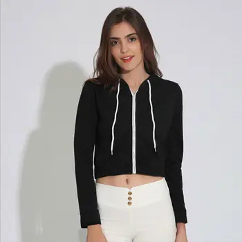 

2019 New Women Fashion Casual Loose Punk Hooded Hoodie Long Sleeve Stylish Crop Top Spring Autumn Thin Sweatshirt Zip Tracksuit