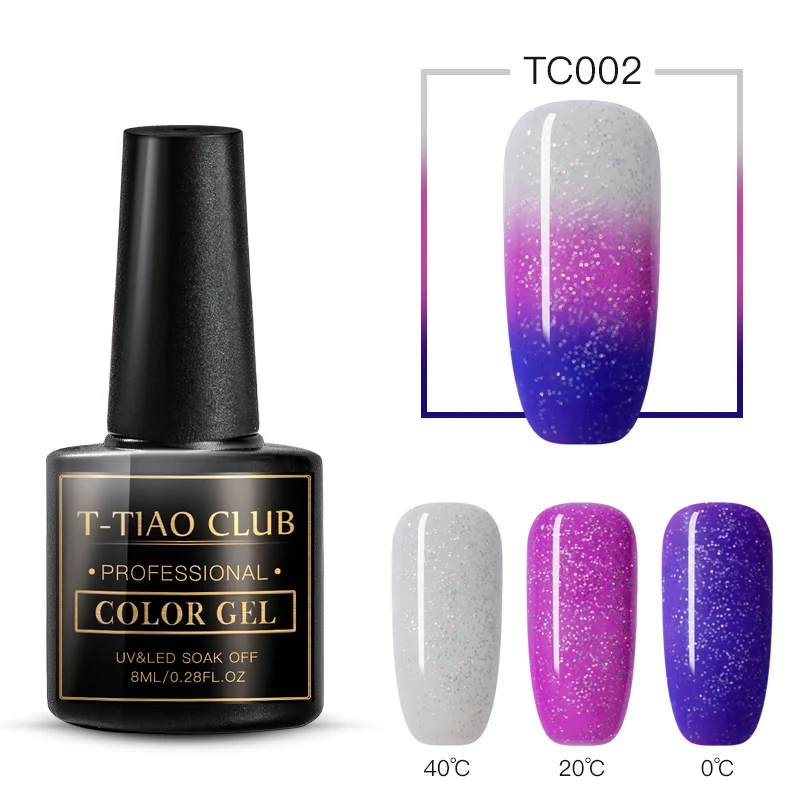 DS07037 T-TIAO клубный Радужный термальный меняющий Цвет гель для ногтей голографический Лак Блеск температура замочить от УФ ногти гель лак - Цвет: DS07037