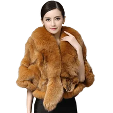 Manteau en fourrure naturelle pour femmes, veste de pont, Poncho de mariage, fourrure véritable, Cape d'hiver, châle en vraie fourrure de renard