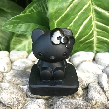 

Hello Kitty,Cartoon Originality Lovable Decoration, Adorable Version Small Animal Stone Carving Obsidian,Mini Adornment