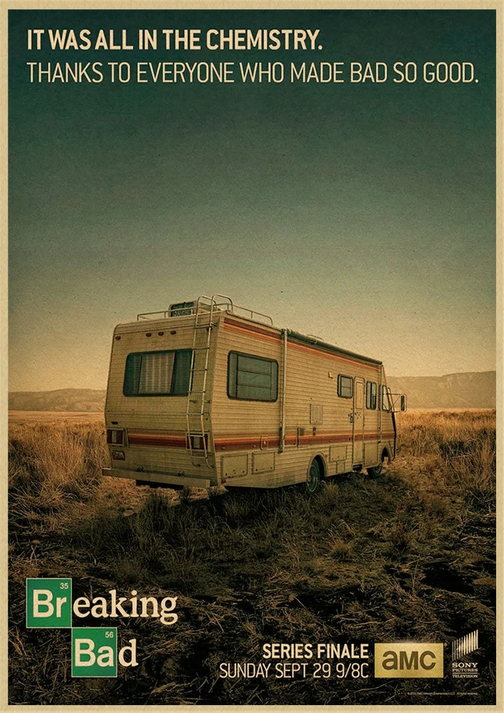 Американский сериал Breaking Bad стикер на стену классический постер ретро крафт