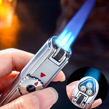 

Jobon Triple Torch Lighter Windproof Powerful Jet Gas Cigar Lighter Turbo Metal Kitchen BBQ Cigar Spray Gun Outdoor Gadgets Man