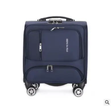 18 дюймов, чемодан для багажа, Оксфорд, для каюты, для посадки, Спиннер, чемодан для мужчин, для путешествий, сумка для багажа на колесиках, чемодан для путешествий - Цвет: Синий