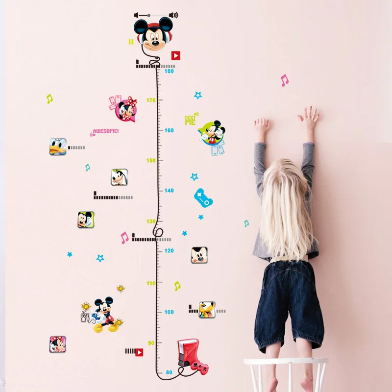 

Cartoon Disney Mickey Minnie Height Measure PVC Wall Stickers For Kids Room Home Decor Anime Growth Chart Mural Art DIY Poster