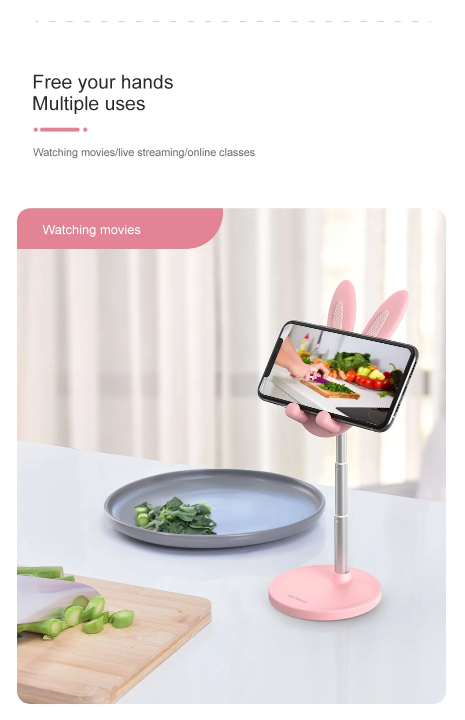 mobile phone stands for vehicle Oatsbasf Cute Bunny Phone Stand Holder Desktop Cell Phone Stand For iPhone 12 13 11 Xiaomi Tablet iPad Telescopic Switch Bracket phone holder for car